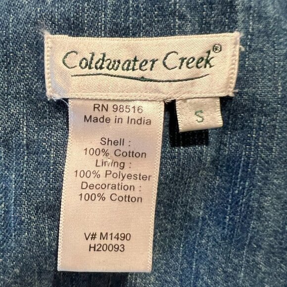 Coldwater Creek Soutache Rose Pink Floral Embroidered Jean Jacket, Size Small - Picture 12 of 14